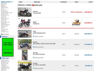Levé menu – výpis inzerátů